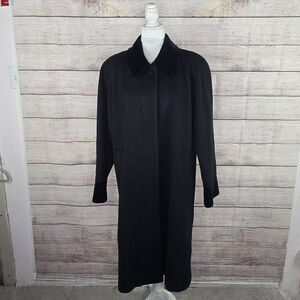 Vintage Forecaster of Boston 100% Wool Coat Long Black Size 10 USA Velvet Detail